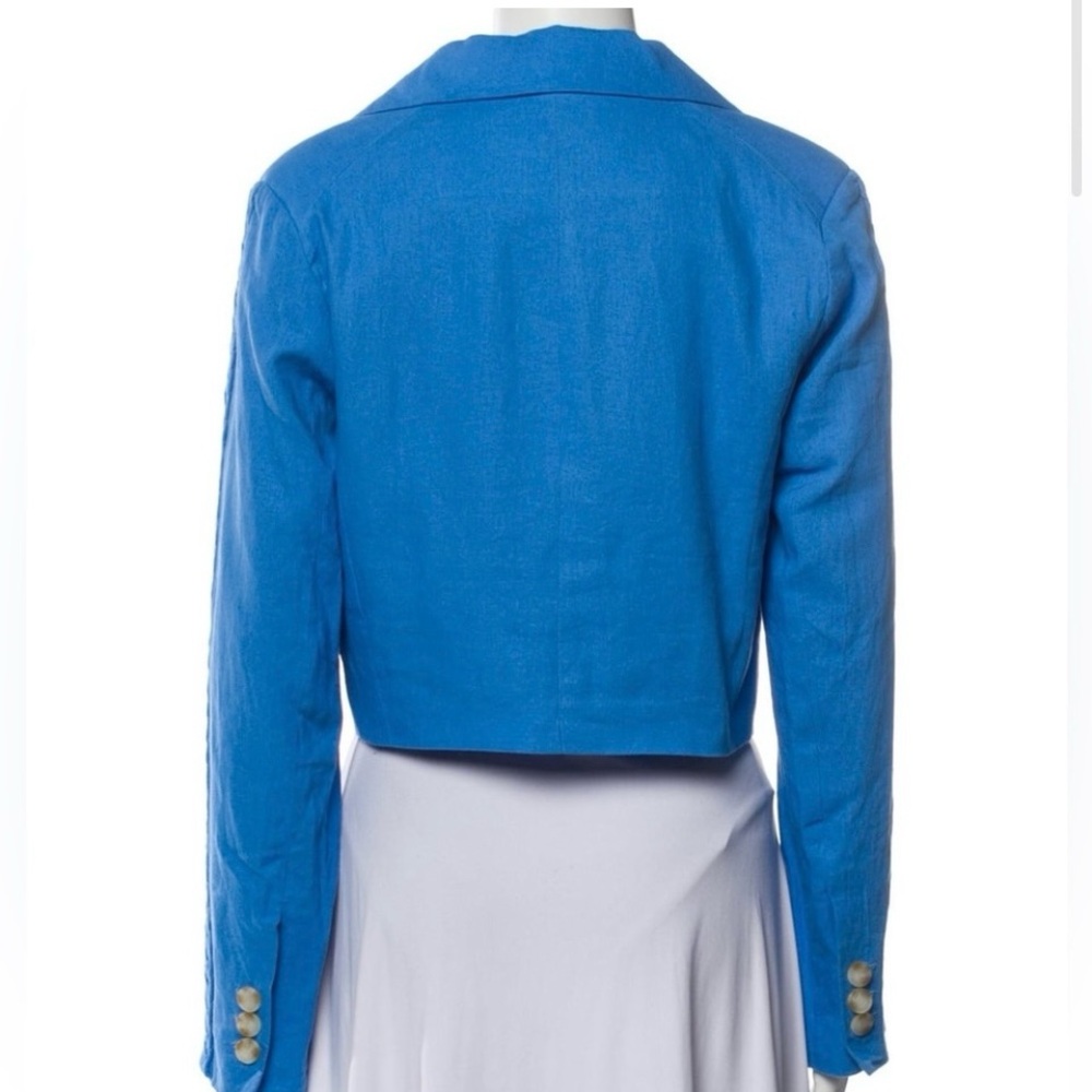 NWT Designer Jason Wu Cropped Linen Blazer, Blue, Medium - Picture 4 of 13